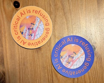 Critical AI weigert generatieve AI-vinylsticker (3" rond)