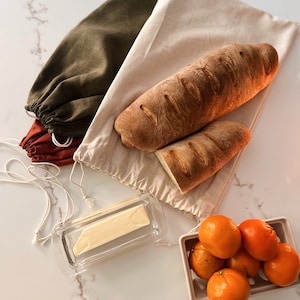 Bread Bag Reusable Produce Bag with Drawstring Cotton Linen Bag for Produce Vegetable and Fruit Bags Zero Waste Grocery Bags