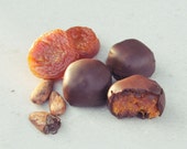 12 Raw handmade chocolate dried apricots truffle candies - Vegan stuffing - Raw chocolate - Healthy Sweets