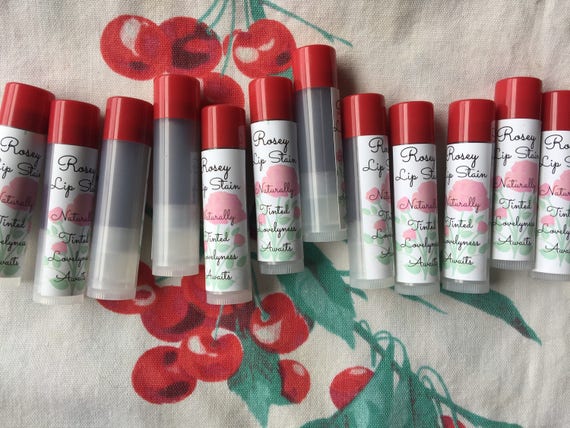 Organic Naturally Tinted Lip Stain Rosey lips Elderberry, Peppermint & Orange
