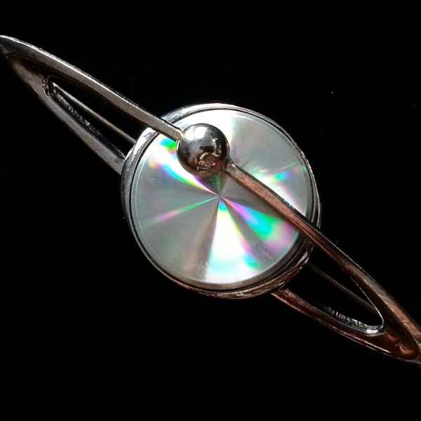 Rare Vintage Jewelarama Saturn Brooch Diffraction Jewel Space Age Collector's Item Planetary Satellite Orbit  Pin