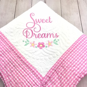 Baby Blanket-Baby Quilt-Pink Gingham Baby Quilt