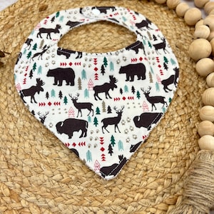 Baby Bib-Baby Bandana Bib-Boy Baby Bib-Boy Bandana Bib-Wild Animals-Forrest Animals, Bandana Bib-Handmade Bandana Bib