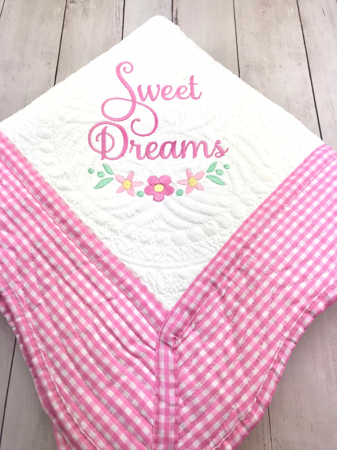 Baby Blanketbaby Quiltpink Gingham Baby Quilt Etsy