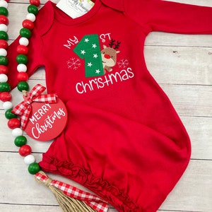First Christmas Baby Gown-Christmas Baby Onesie