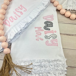 Baby Gift Set-Ruffled Baby Gown and Blanket-Personalized Baby Gift