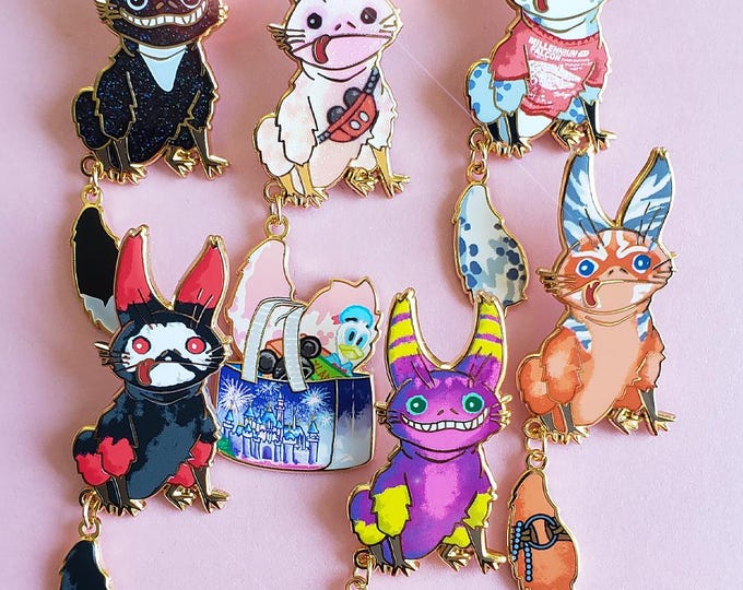 Featured listing image: Loth-cats with swinging tail Enamel Pins Series 2