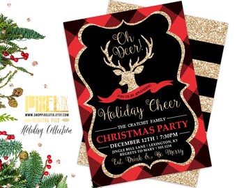 christmas party invitation red truck invite retro holiday etsy