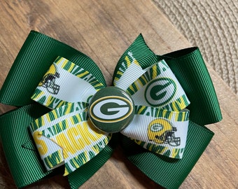 Green Bay Packers Hair Bow: NFL Football Fan Ribbon Hair Accessory