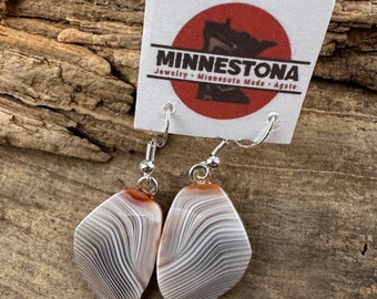 Lake Superior Agate Earrings - One of a kind