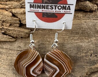 Lake Superior Agate Earrings - One of a kind