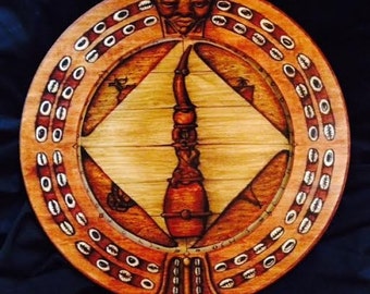Hand Painted 'Awo Opon' (Yoruba & Diaspora Divining Board) for priests, priestesses, initiates, students and other practitioners.