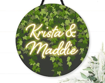 Ivy "Neon" Personalized Room Sign. New Baby or Birthday gift! Perfect on a dorm door!  Great roommate gift. Dorm Decoration! Door Hanger.