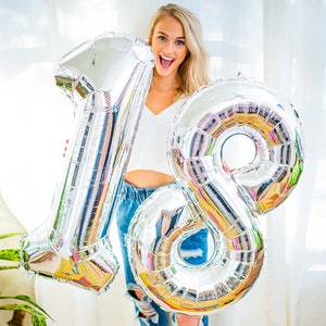 Number Balloons | Birthday Party Decoration | Any Birthday Balloons | Large 34&quot; Foil Birthday Party Balloon | Number Party Balloons