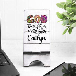 Christian Phone Stand. Religious theme Phone Stand, Personalized Christian teacher gift, Religious Gift for mom!