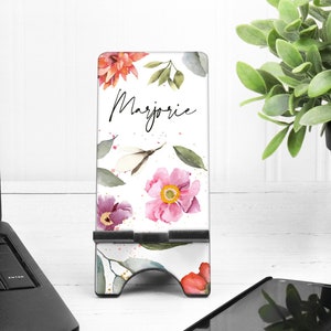 Floral Phone Stand. Personalized Phone Stand. Gift for teacher. Personalized gift for mom!