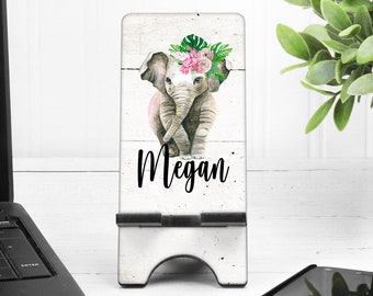 Elephant Cell Phone Stand. Personalized Phone Stand, Custom Elephant gift!