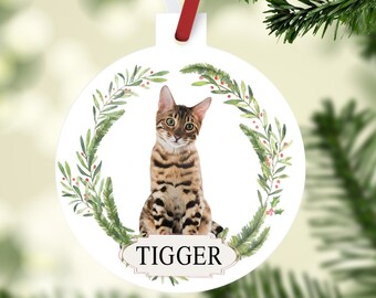 Bengal Cat Ornament. Bengal Cat Gift! Personalized Bengal cat  Custom Bengal cat Christmas ornament.