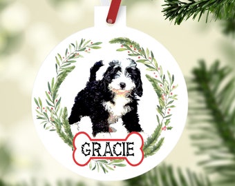 Bernedoodle Ornaments. Custom Black and White Bernedoodle Gift. Personalized Bernedoodle Ornament. Black and White Bernedoodle Mom gift!