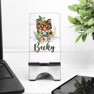 Tiger Cub Cell Phone Stand. Personalized Tiger gift. Custom Phone Stand, Custom Tiger present. Custom Teacher gift, Gift for mom, daughter!