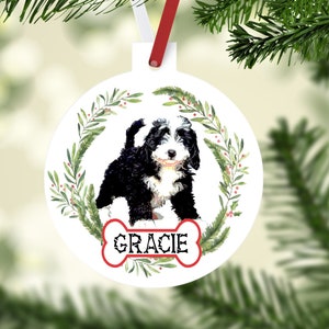 Bernedoodle Ornaments. Custom Black and White Bernedoodle Gift. Personalized Bernedoodle Ornament. Black and White Bernedoodle Mom gift!