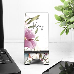 Floral Phone Stand. Custom Phone Stand, Personalized teacher gift,
