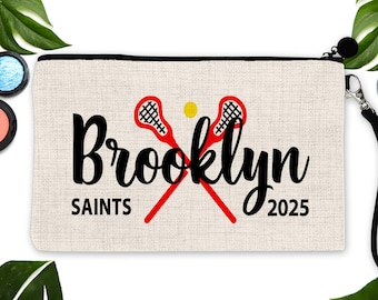 LAX Linen Personalized Make Up bag. Custom Lacrosse bag. Lacrosse Make up Bag. Personalized Lacrosse Team Gift! Lacrosse Gift. LAX custom!