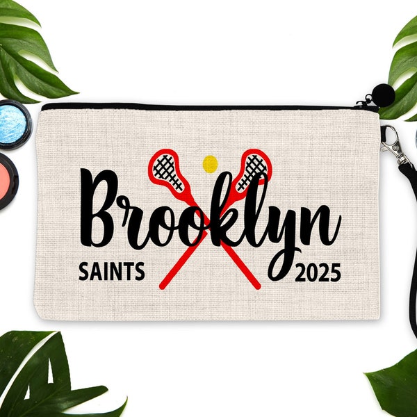 LAX Linen Personalized Make Up bag. Custom Lacrosse bag. Lacrosse Make up Bag. Personalized Lacrosse Team Gift! Lacrosse Gift. LAX custom!