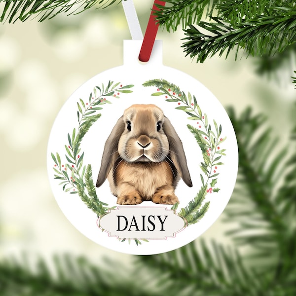 Lop Eared Bunny Ornament. Personalized Rabbit Ornament. Lop Eared Rabbit Ornament. Perfect Lop Eared Rabbit Gifts! Lop Eared Bunny Mom gift!