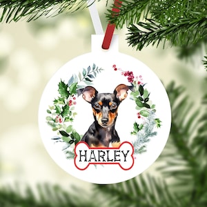 Miniature Pinscher Ornaments. custom Mini Pin Ornament. Pinscher Puppy Ornament. Personalized Mini Pinscher Dog Mom gift! Doberman Puppy