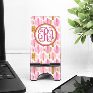 Pink and Gold Phone Stand. Gift for mom! Teacher Gift! Name or Monogram!