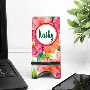 Floral Phone Stand. Personalized phone stand, Teacher gift! Gift for Mom! cell phone holder, charging stand