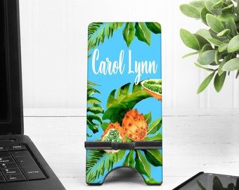 Palm Leaves Tropical Phone Stand. Custom Cell Phone Stand, Mothers Day gift! Personalized Teacher's Gift! Gift for Mom, Sister, Daughter!
