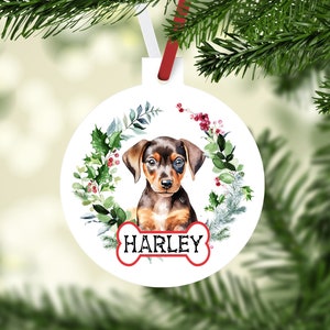 Miniature Pinscher Ornament. custom Mini Pin Ornament. Pinscher Puppy Ornament. Personalized Mini Pinscher Dog Mom gift! Doberman Puppy