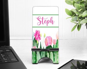 Cactus Phone Stand. Succulent Cell Stand, custom personalized gift.