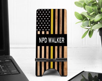 Emergency Dispatcher Phone Stand. Thin Gold Line Phone Stand, Custom EMS gift! Personalized EMS gift! Emergency Dispatcher team gift