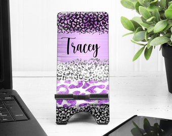 Leopard Cell Phone Stand. Custom Leopard Cell Phone Stand, Fits most Cell phones, Great Teacher or co-worker gift! Personalized Leopard Gift