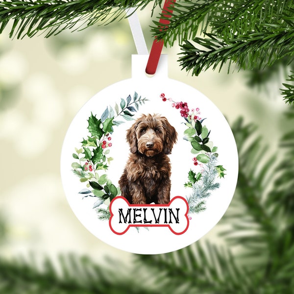 Doodle Ornaments. Personalized Chocolate Labradoodle present! Golden Doodle Ornament. Custom Chocolate Doodle Gifts! Brown Doodle Mom gift!
