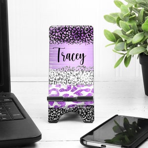 Leopard Cell Phone Stand. Custom Leopard Cell Phone Stand, Fits most Cell phones, Great Teacher or co-worker gift! Personalized Leopard Gift
