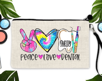 Dental Hygienist Make Up bag. Dental Assistant Gifts. Dental office Gifts. Custom Dental Gift! Personalized Dental theme gift!