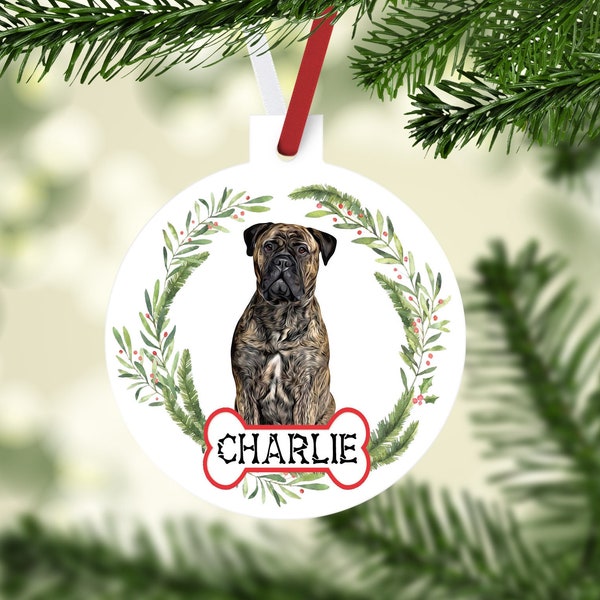 Brindle Mastiff Ornaments. Personalized Gift for the Bullmastiff lover! Mastiff Dog Ornament. Perfect Bullmastiff Gift for the dog mom!