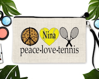 Tennis Make Up bag. Custom Tennis bag. Tennis coach Gift! Personalized Tennis Bag. Tennis Team Gift! Tennis Mom Gift. Tennis Party Favors