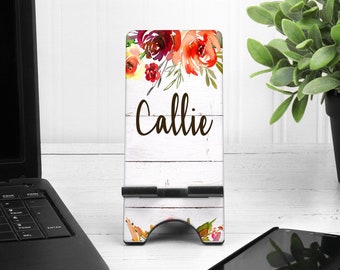 Floral Phone Stand. Custom Phone holder, personalized cell phone holder,