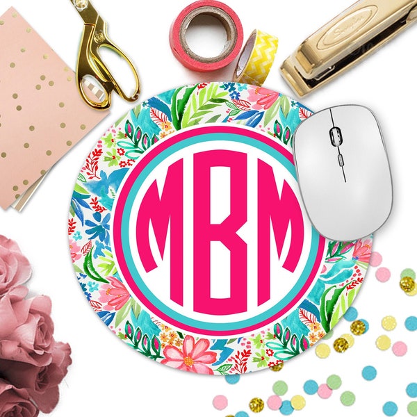 Floral Mouse Pad. Custom monogrammed gift. Perfect Desk accessory! Personalized Mouse pad is a great gift! Great teacher gift! gift for mom