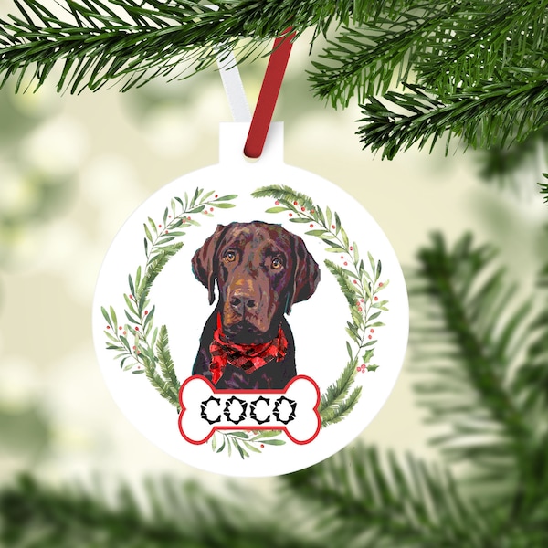 Chocolate Lab Ornaments. Personalized Gift for the Lab lover! Labrador Retriever Ornament. Perfect Chocolate Lab Gifts! Lab Mom gift!