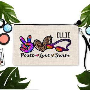 Swim Personalized Make Up bag. Custom Swimmer bag. Personalized Swim Make up Bag. Personalized Swim Team Gift! Swim Coach Gift.