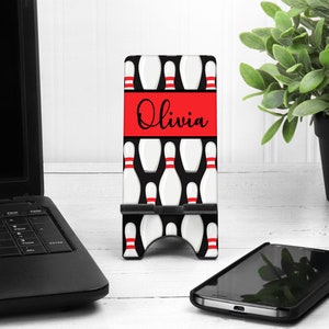 Bowling Cell Phone Stand. Custom Bowler gift, Personalized Bowling gift. Bowling team presents. Bowling themed party favors!