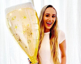 Champagne Balloon | Bachelorette Party Decoration | Big Birthday Balloon | 39" Large Foil