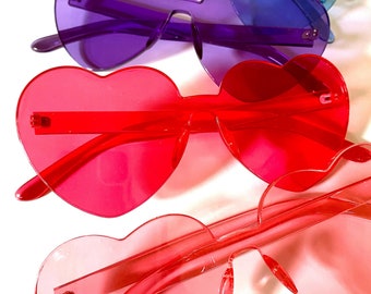 Heart Sunglasses! | Rimless Heart Glasses | 16th 21st 30th 40 Birthday Party Favors! | 90s theme | Beach Bachelorette Party Sunglasses