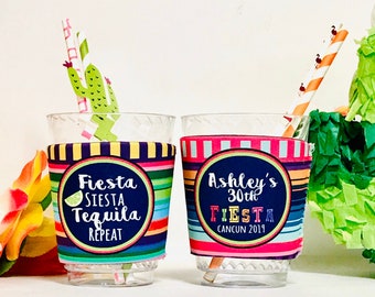 Fiesta Solo Cup Huggers. Fiesta Beach Party Favors. Girls weekend. Fiesta Bachelorette or Birthday. Personalized Mexican Vacation Favors!